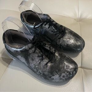 Alegria Black and Gray Floral Sneakers
